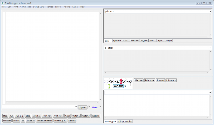 Screenshot of default debugger display