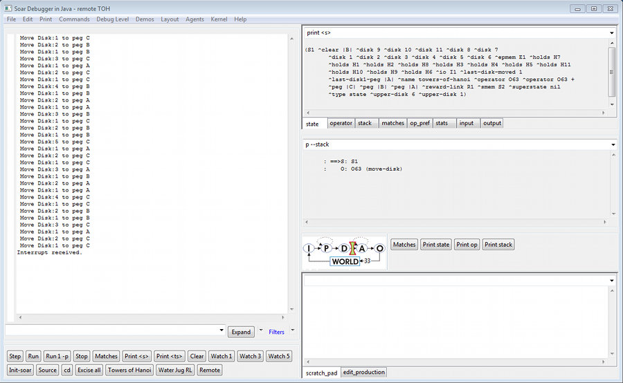 Screenshot of debugger output for TOH
